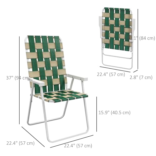 Outsunny Set of 2 Patio Folding Chairs, Classic Outdoor Camping Chairs, Portable Lawn Chair Set for Camping, Garden, Pool,...