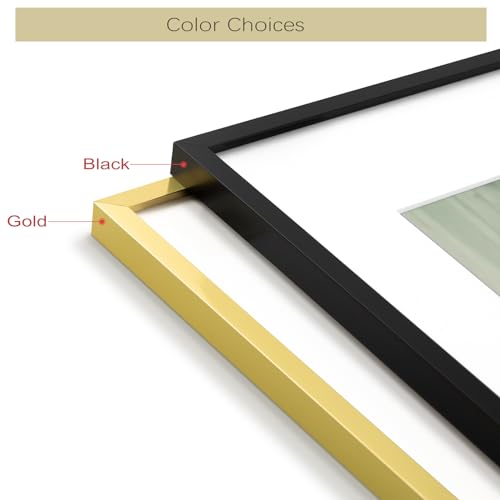 Golden State Art 18x24 Picture Frame Set of 3 - Black Thin Border - Display Photo 16x20 with Mat or 18x24 Without Mat - Po...