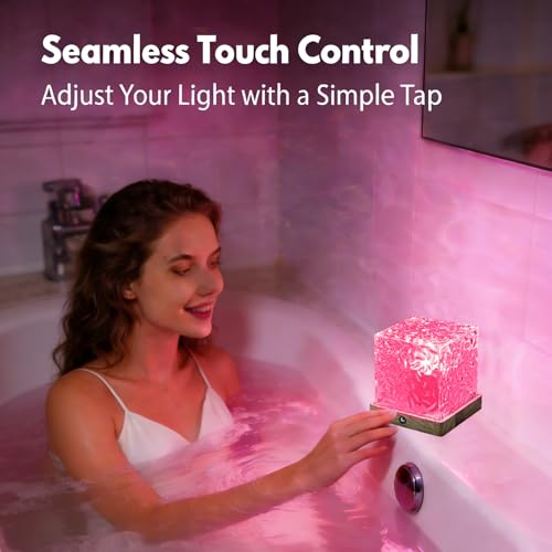 LETOUR Spa Like Shower Lamp,Rechargeable Shower Light 16 Color Changeable Ocean Wave Projector Lamp, Dimmable Waterproof S...