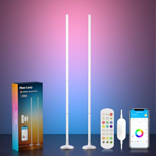 TJOY 2 Pack Smart Floor Lamps for Ambient Lighting, Crystal Joint Design, Modern LED Corner Light with Remote&APP Control,...