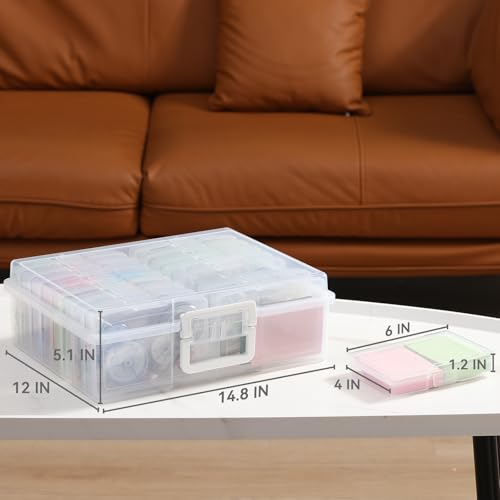 novelinks Transparent 4" x 6" Photo Organizers and Photo Storage Box with Handle, 16 Inner Photo Cases, Portable Picture O...