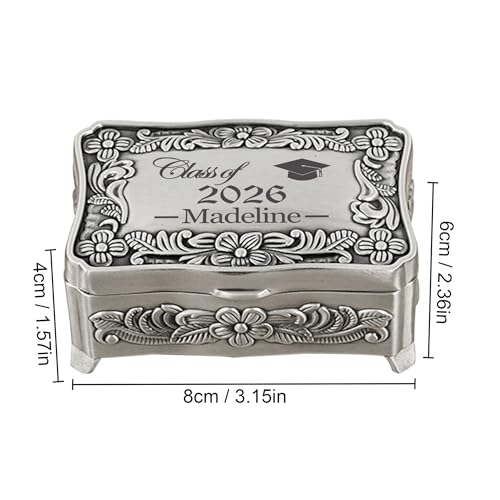 Personalized Graduation Gifts for Women Girls Small Metal Keepsake Box Custom Her Name - 2026 Graduation Jewelry Gift Box ...