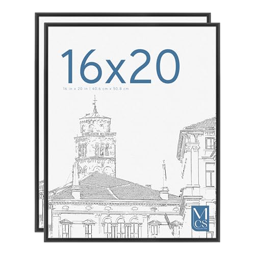 MCS Original Poster Frame 16x20 Black Lightweight Vertical & Horizontal Wall Hanging Large Picture Frame for Posters, Art ...