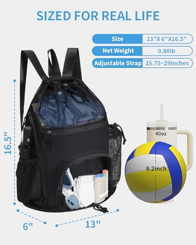 WANDF Swim Bag with Wet Pockets, Sandproof Beach Backpack with 40oz Tumbler Side Pockets, Mesh Drawstring Backpack Swim Ba...