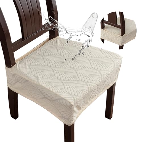 YUEANG Removable Washable Dining Chair Seat Covers Set of 4,Stretch Jacquard Chair Seat Cushion Protector Slipcovers, Rear...