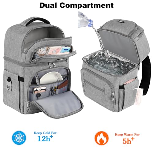 Cooler Backpack,Insulated Backpack Cooler Leakproof Double Deck Cooler Bag for Men Women RFID Lunch Backpack