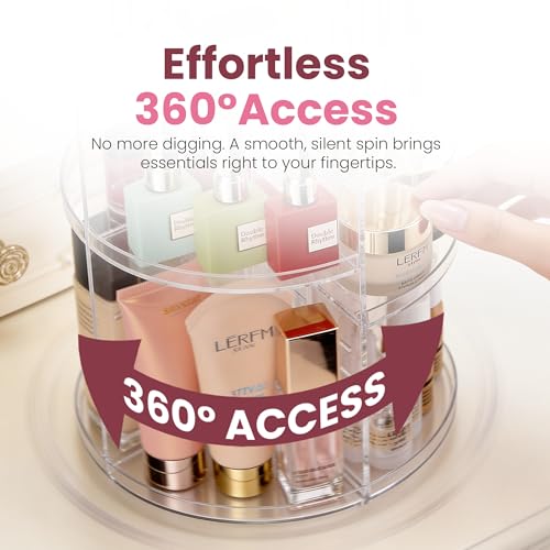 Masirs 360 Rotating Makeup Organizer Countertop - Adjustable Shelf Height - The Perfect Round Spinning Cosmetic Organizer ...