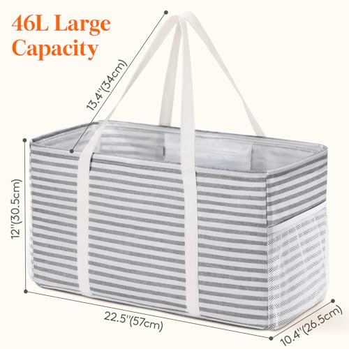 Lifewit Extra Large Tote Bag, Reusable Grocery Bags with Metal Wire Frame and Handles, Standing Utility Foldable Shopping ...