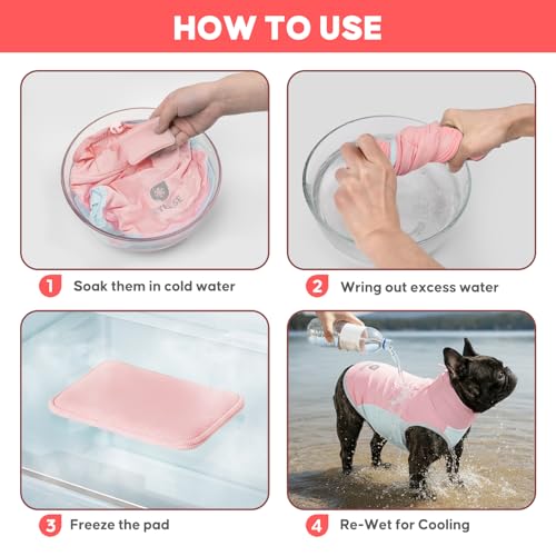 KYEESE Dog Cooling Vest, Breathable Dog T Shirt for Small Dogs Girl, Soft Sun Protection Reflective Tank Top with Cooling ...