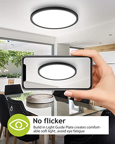 2PACK Flush Mount LED Ceiling Light Fixture Black, 12Inch 28Watt, Dimmable & 3000K-4500K-6000K 3 Color Selectable Ceiling ...