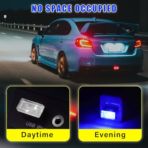 Augeny 4 PCS USB LED Car Interior Atmosphere Lamp, Plug-in USB Decor Night Light, Portable Auto Ambient Lighting Kit, Univ...