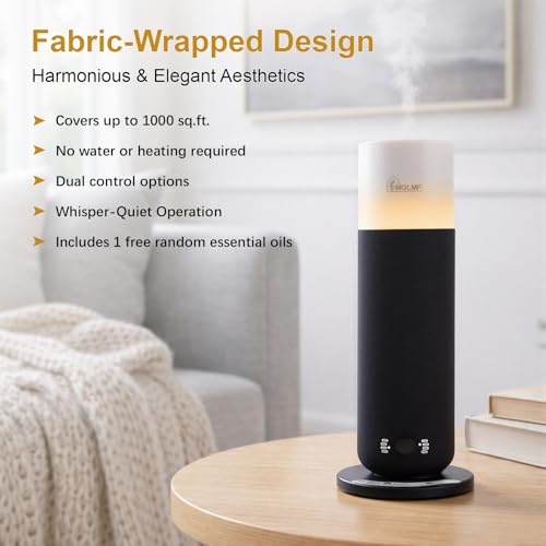 MQLMF Hotel Collection Diffuser Machine,Fabric-Wrapped Design,Candlelight Atmosphere Lamp,1000 Sq Ft,Waterless Essential O...