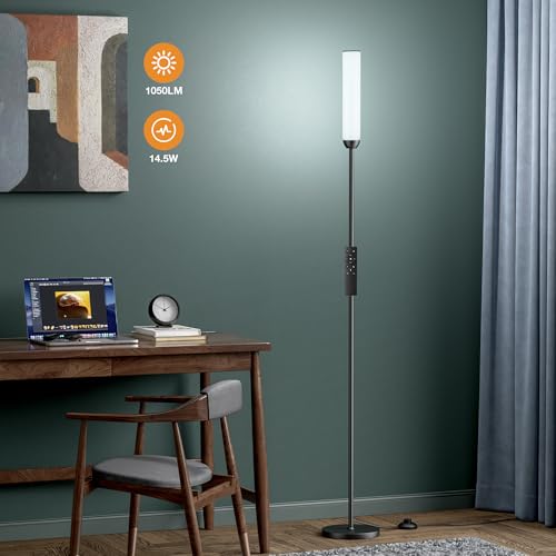 Ambimall LED Floor Lamp with Remote Control, 65" Standing lamp with Stepless Adjustable 3000K-6500K Colors & 30-100% Brigh...