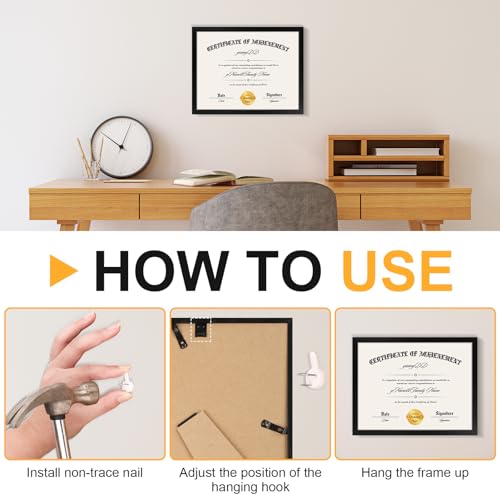 YixangDD 5 Pack Certificate Frames 8.5 x 11, College Diploma Frame with Clear Plexiglass, Black Degree Document Frame for ...