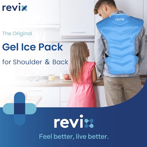 REVIX Large Ice Pack for Shoulder and Back with Straps, Reusable Full Back Ice Pack Wrap Cold Compression Therapy for Disc...