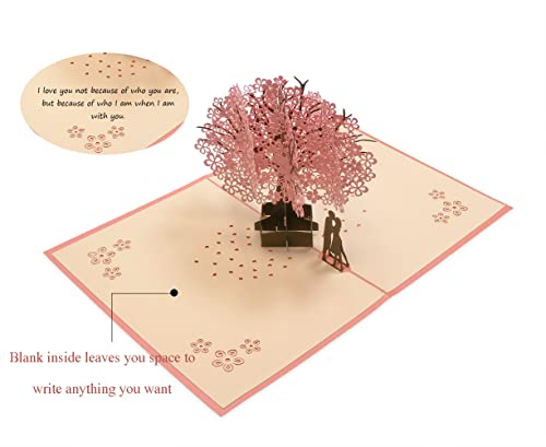 PENTA ANGEL Handmade Cherry Blossom Card Pop Up 3D Flower Romantic Love Letter Greeting Anniversary Wedding Valentine Birt...