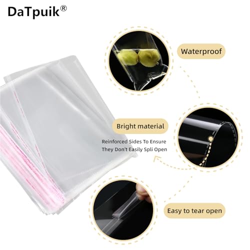 DaTpuik 4x6 Inches 100 Pcs Self Sealing Cellophane Bags Clear Cookie Bags Resealable Cellophane Bag for Packaging Gifts,Co...