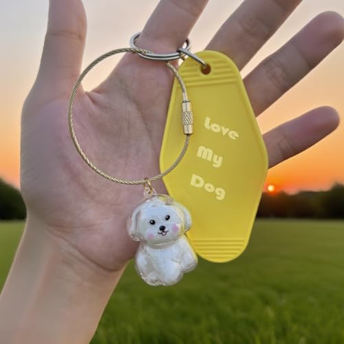 Azhieni Dog Fur Memorial Keychain, Happy Dog Hair Memorial Keepsake Capsule, Pet Fur Keepsake Collection Keychain, Persona...