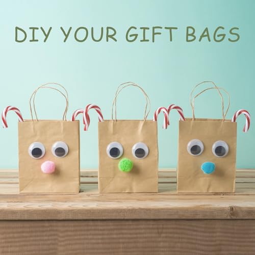 vanhel 100 Pack Brown Paper Bags with Handles,8x4.25x10.5 Inches,Gift Bags Medium Size,Gifts Bag Bulk for Festival,Birthda...