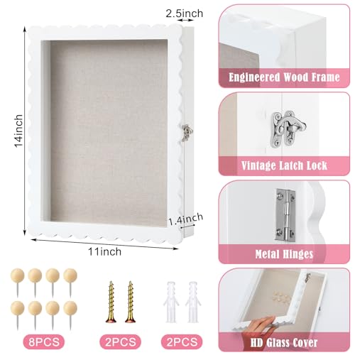 Ripeng Shadow Box Frame 11x14 Inch Scalloped Deep Shadow Boxes Display Cases Large Wood Memory Frame for Valentine's Day D...