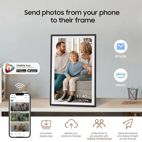 ApoloSign Digital Picture Frame Powered by Nixplay, 15.6" Large WiFi Digital Photo Frame, Easy to Share Photos/Videos via ...