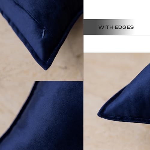 JIAHANNHA Velvet Navy Blue Throw Pillow Covers 18x18 Inches Pack of 2 Soft Decorative Square Cushion Covers for Couch Sofa...