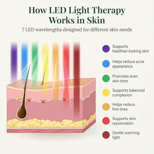 Eden & Elm - Face & Neck Sculpting Massager – 7 Color LED Beauty Tool for Firm-Looking Skin, Jawline Contouring & Daily Li...