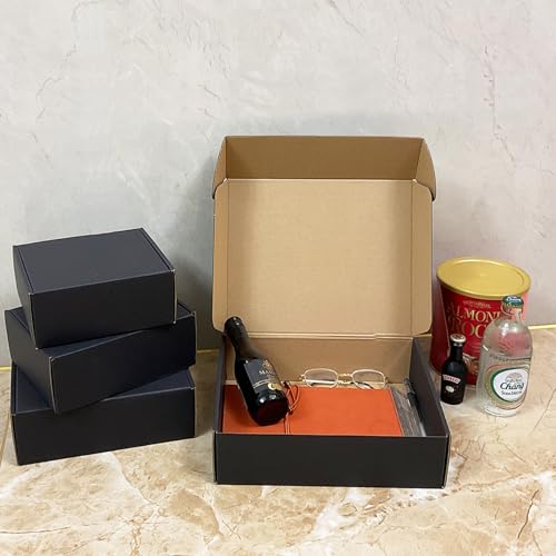 24 Pack 11x9x3 inch Black Shipping Boxes ，Cardboard Packaging Boxes for Mailing Shipping Corrugated Cardboard Boxes for Pa...