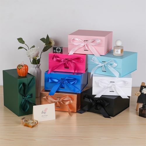 OEMVALATY Green Gift Box,6x6x3 Inches Gift Boxes with Lids for Presents with Magnetic Closure and Ribbon for Wedding,Stora...
