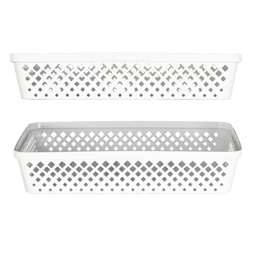 Glad Plastic Storage Basket Set - Multipurpose Drawer Trays, Kitchen Pantry Containers, and Bathroom Bins - 3 Pack Large O...