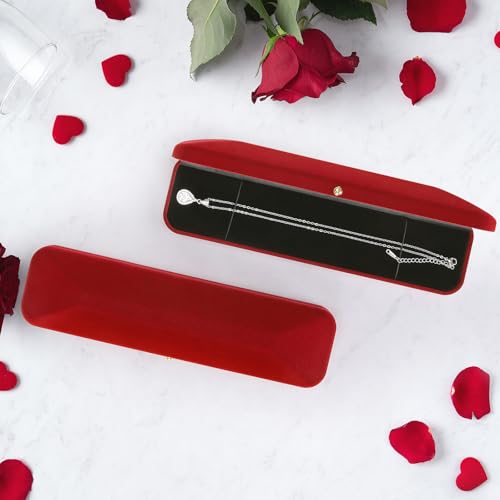 KUKUVR 2 Pieces Velvet Necklace Bracelet Gift Box, Jewelry Long Bracelet Holder case, Chain Display Storage Box for Women ...