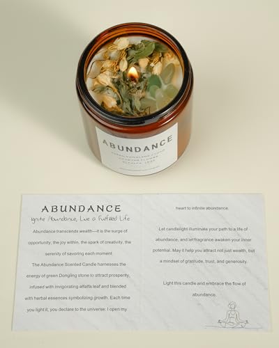 Natural Crystal Candle,Abundance, Crystal Ritual, Spiritual, Money Prosperity, Candle Spell.(Abundance)