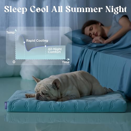 LE SURE Cooling Dog Beds Large Sized Dog, Q-Max>0.5 Cooling Mat with Removable Washable Cover, Breathable Orthopedic Egg C...
