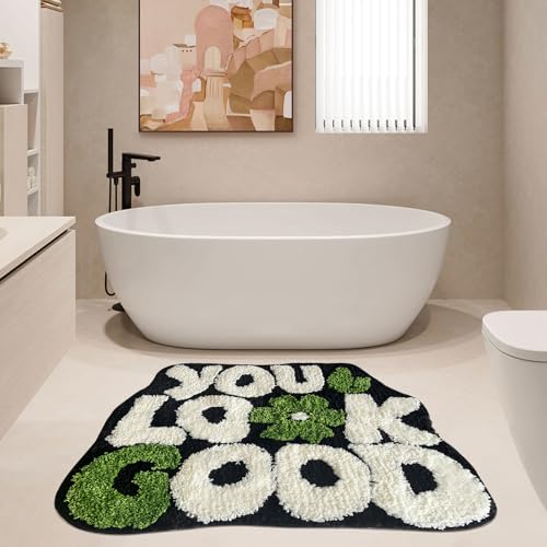TWWDE AUG You Look Good Bath Rug, Fun Bathroom Rug,Black Bathroom Rugs Cool Rugs for Bedroom Non Slip Microfiber Plush Coo...