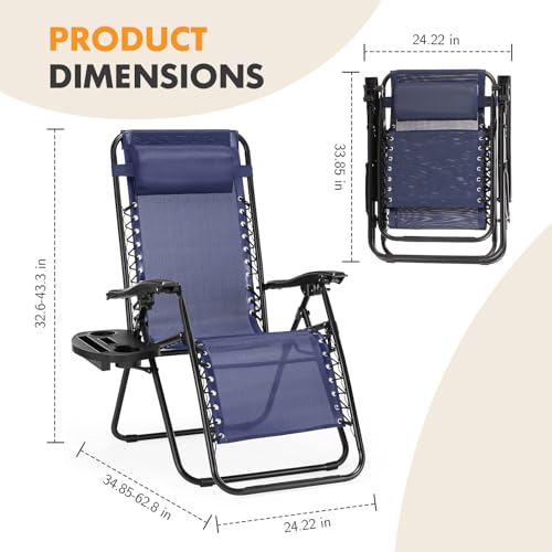 NEWBULIG Zero Gravity Chair Set of 2, Lounge Chair Folding Portable Adjustable Camping Reclining Chairs with Adjustable Po...