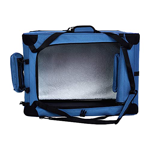 Amazon Basics Portable Soft Pet Dog Crate Carrier Kennel, Foldable, Washable, Up to 25 lbs, 26 x 18 x 18 inches, Blue