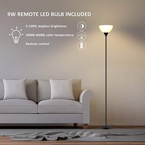 PESRAE Floor Lamp, Remote Control with Stpeless Color Temperatures and Brightness, Torchiere lamp for Bedroom, Living Roo...