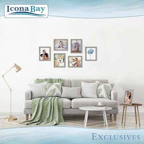 Icona Bay - 8x10 Alder Gray Picture Frame with Mat - Sturdy Wood Composite Photo Frame with Removable 5 x 7 Mat - Sleek De...