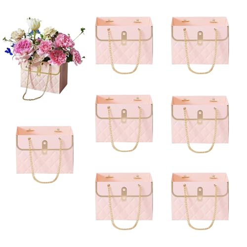 LONG XIN SERIES 8PCS Pink Floral Gift Bags Duty Reusable Paper Gift Boxes Luxury Present Packaging with Handles for Gift P...