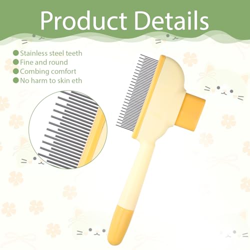 2 Pack Self-Cleaning Pet Comb for Dogs & Cats, Reusable Cat Grooming Brush Dog Shedding Brush Pet Hair Brushes Cats Fur Co...