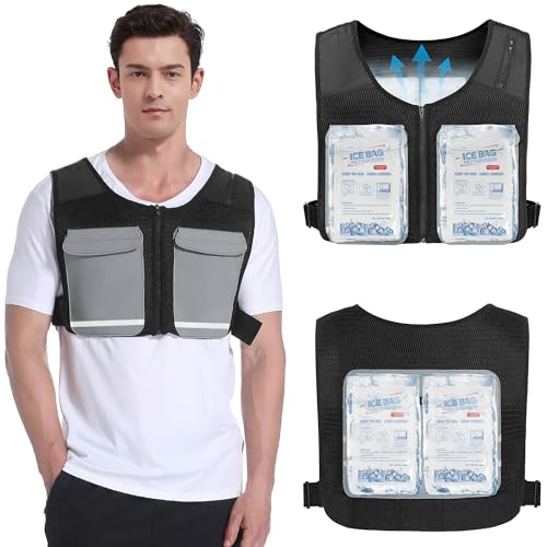 Foiueyga Cooling Vest for Men & Women - Ice Vest with 15pcs Ice Packs Short Cooling Jacket for Hot Weather Summer Work Spo...