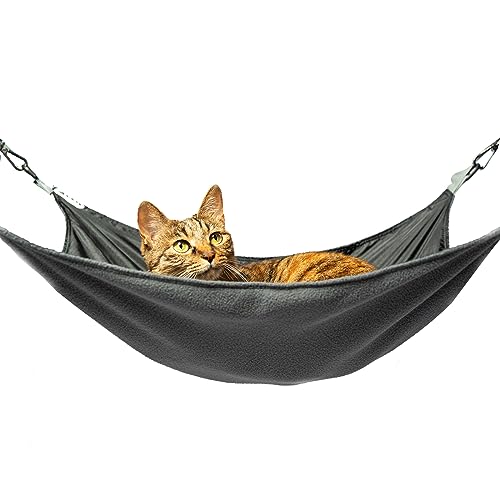 QIPAN Cat Hammock for Cage - Washable Soft Outdoor Mat, Waterproof Cooling Pad for Cats (Large, Black)