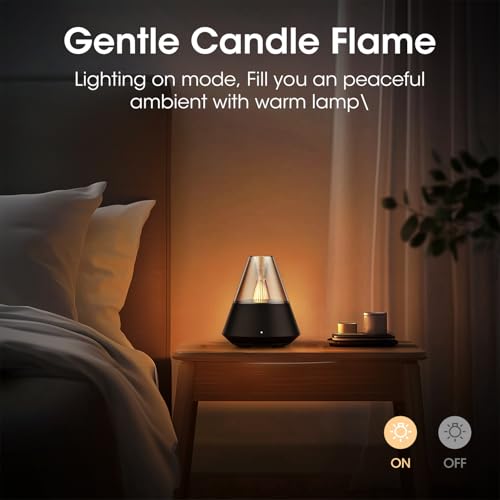 KinYiLO Ultrasonic Essential Oil Diffuser, 150ML Modern Aromatherapy Diffuser with Candle Light, 2 Mist Mode, Remote Contr...