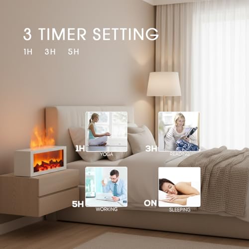 Essential Oil Diffuser,Fireplace Diffusers with 3 Aromatherapy Oils Set,300ml Color Flame Aroma Diffuser with Remote Contr...