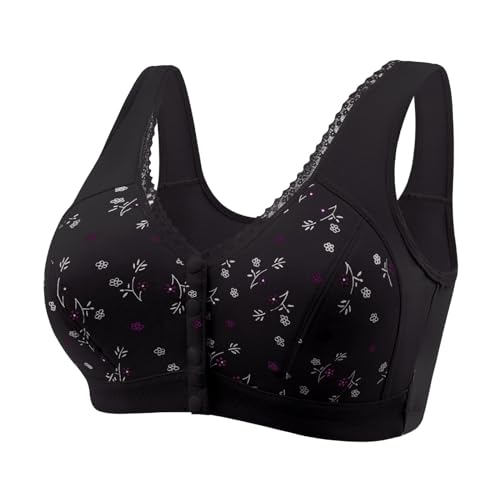 Daisy Bras for Older Women Front Closure Convenient Everyday Bras Mid Buttons Comfortable No Underwire Gathering Bras