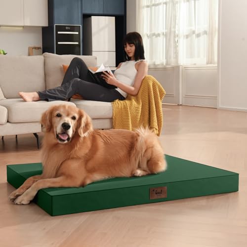 Tail Stories Outdoor All Weather Dog Bed, XXL Waterproof Dog Bed for Large Dogs, Orthopedic Egg Crate Foam Pet Mat with Re...