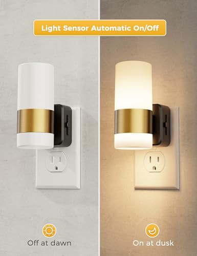 L LOHAS LED Dimmable Night Light 2 Pack, Dusk to Dawn Sensor, Support 0-100 Lumen Brightness Ajdustable, 3000K Soft White