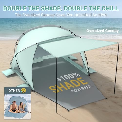 Elegear Beach Tent Sun Shelter with Canopy, CumbreX™ 4-6 Person Pop Up beach tent, Easy Setup UPF 50+ UV Protection Portab...