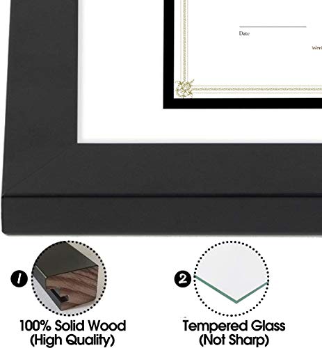Golden State Art, 11x14 Diploma Frame for 8.5x11 Document & Certificates with Mat, Or 11x14 Without Mat, Real Glass, Doubl...