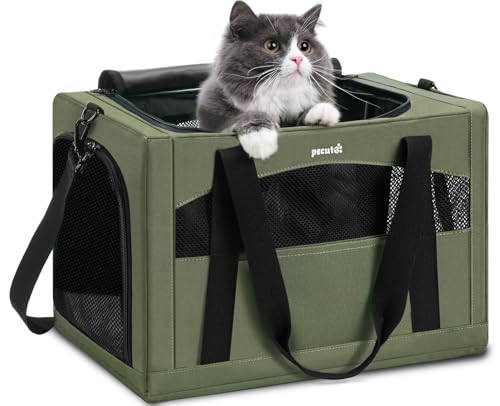 Pecute Cat Carrier Stable, Pet Carrier with Hidden Anxiety Relief Partition & Stable Steel Frame, Safe Cat Carrier for Car...